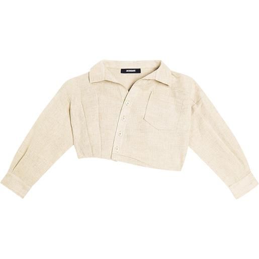 Jacquemus Enfant top cropped mejean in lino e cotone