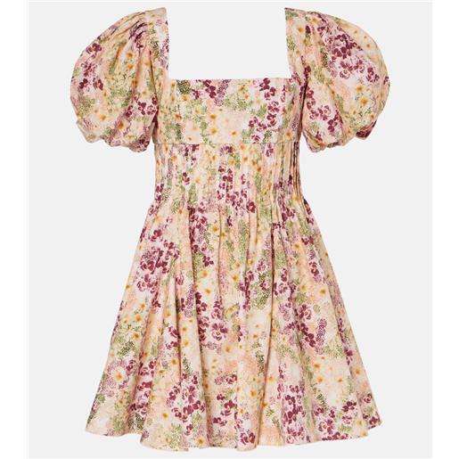 Agua by Agua Bendita abito corto caramelo florecer in cotone