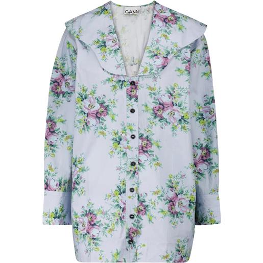 Ganni camicia in popeline di cotone con stampa