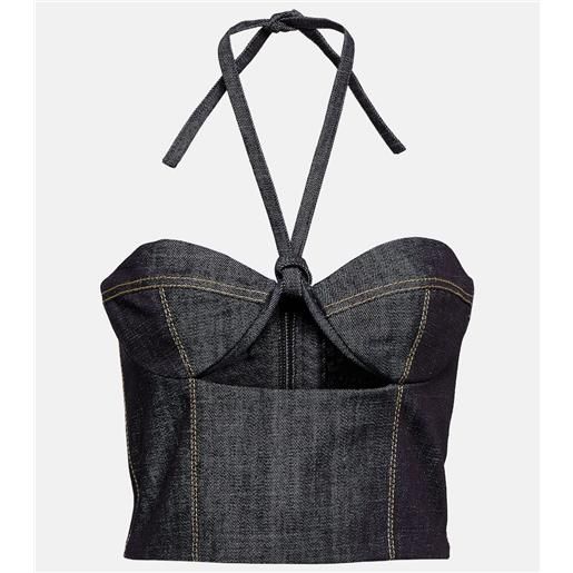 The Mannei bustier aspos in denim con cut-out