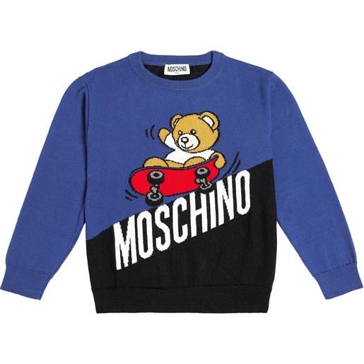 Moschino Kids pullover in cotone e lana con logo