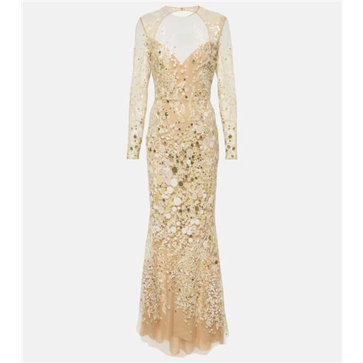 Elie Saab abito lungo in tulle con ricamo