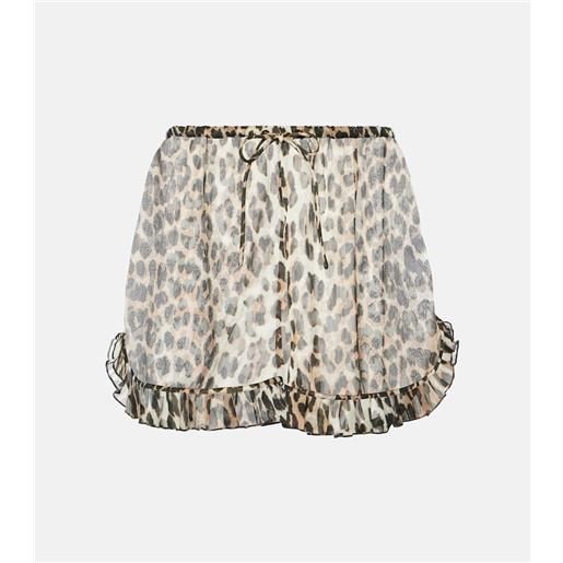 Ganni shorts in chiffon con stampa leopardata