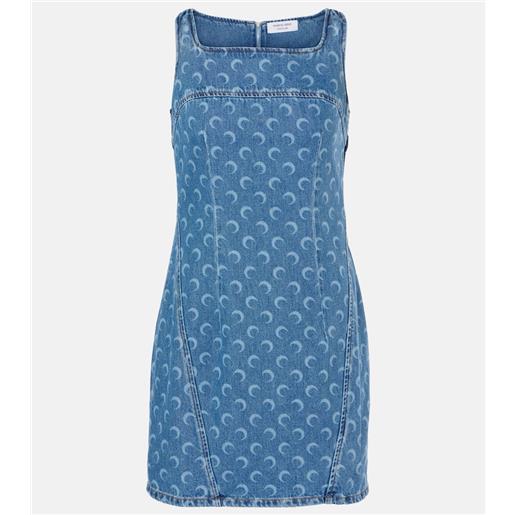 Marine Serre abito corto all over moon in denim