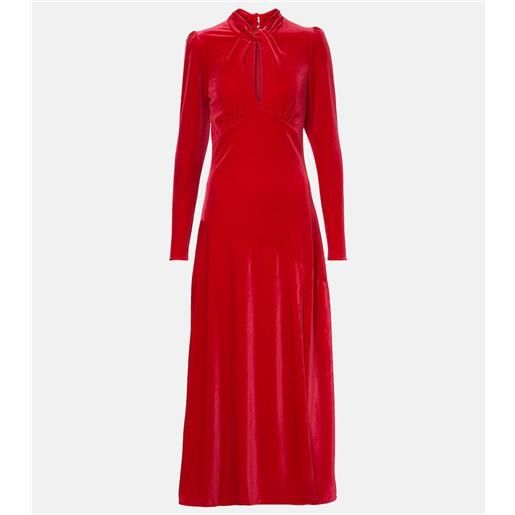 Ganni abito midi in jersey di velluto