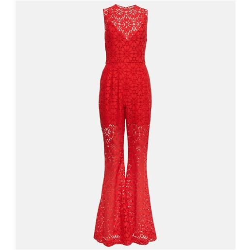 Elie Saab jumpsuit a gamba larga in pizzo guipure