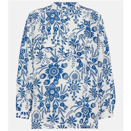 A.P.C. blusa aubrey in misto lino con stampa