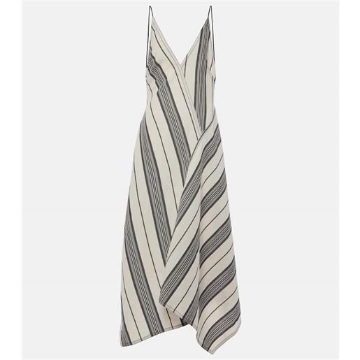 Ferragamo abito lungo in lino e cotone a righe