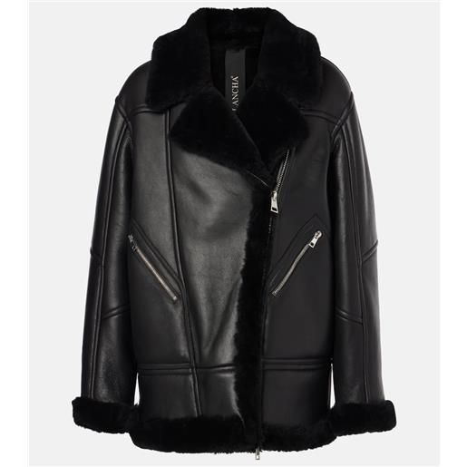 Blancha giacca in pelle con shearling