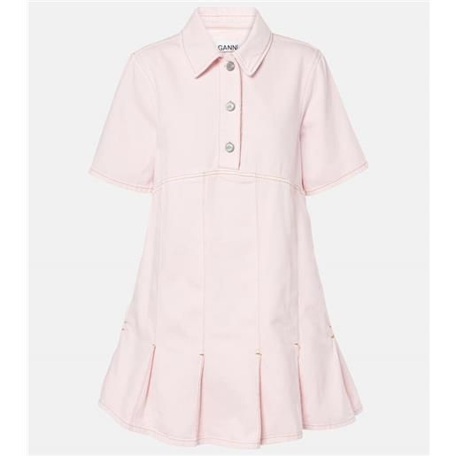 Ganni abito chemisier in denim a pieghe