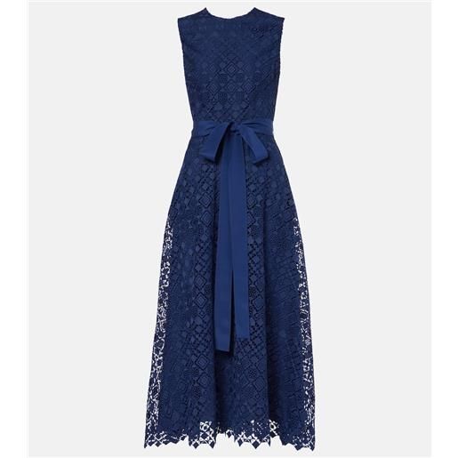 Elie Saab abito midi in pizzo macramè con fiocco