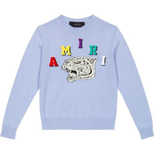 Amiri Kids pullover tiger varsity in cotone
