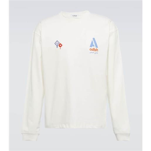 Adish top in cotone con ricamo e stampa