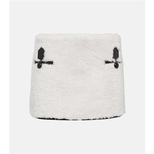 Blancha minigonna in shearling con pelle