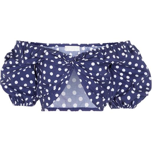 Caroline Constas top cropped rhys in cotone a pois