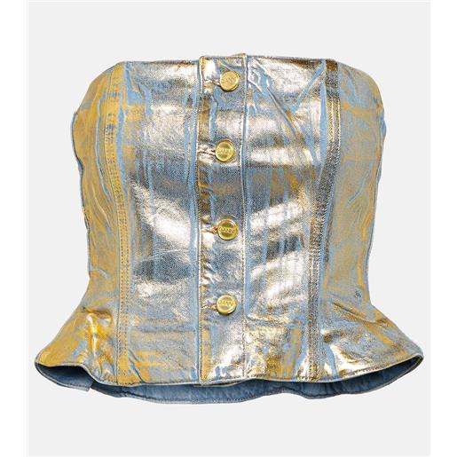 Ganni top a tubino in denim dorato