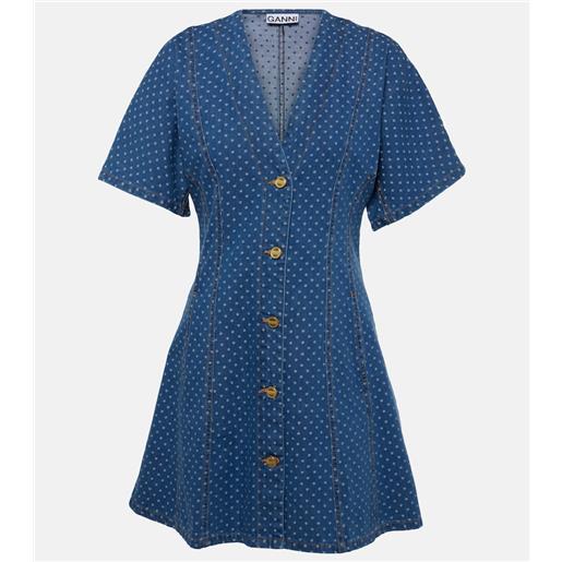Ganni abito corto di jeans a pois