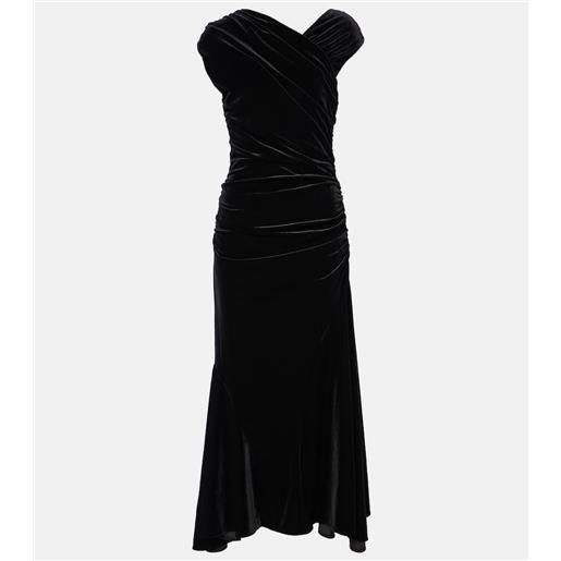 Ganni abito midi asimmetrico in velluto