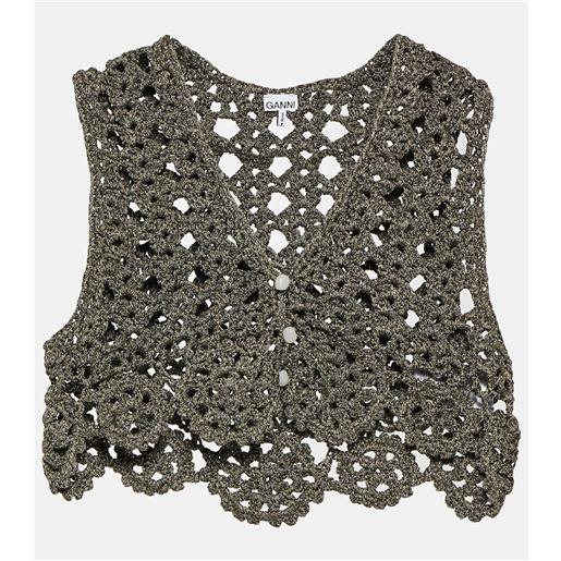 Ganni top in crochet di misto cotone
