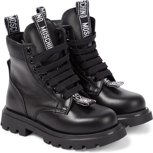 Moschino Kids anfibi in pelle con logo