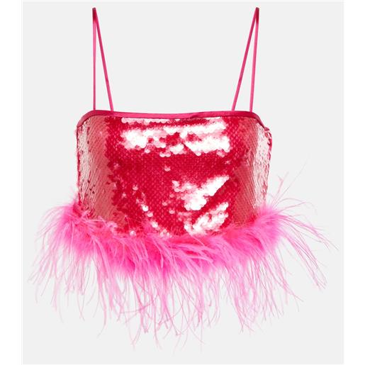 Giuseppe di Morabito top cropped con piume e paillettes