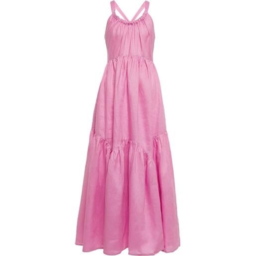 Lee Mathews abito lungo ali in lino