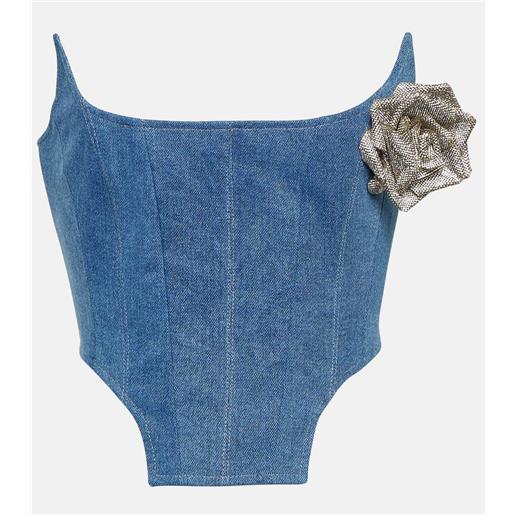 Giuseppe di Morabito bustier firefly di jeans con applicazione floreale