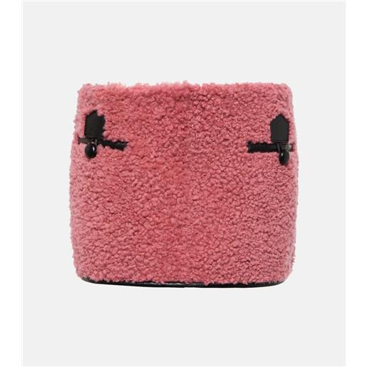 Blancha minigonna in shearling con pelle