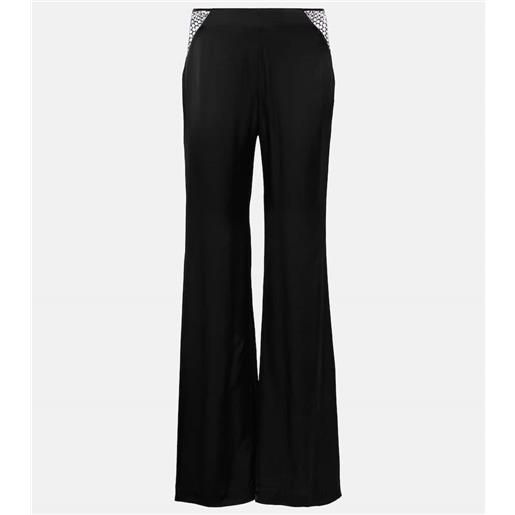 Rotate pantaloni flared con cristalli a vita alta