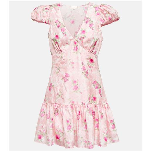 LoveShackFancy miniabito russ in seta con stampa floreale