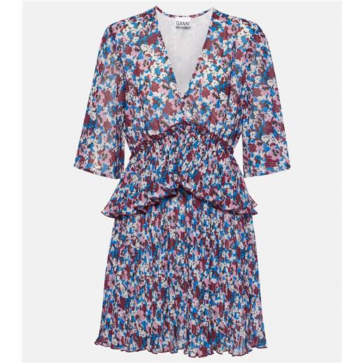 Ganni miniabito in georgette con stampa