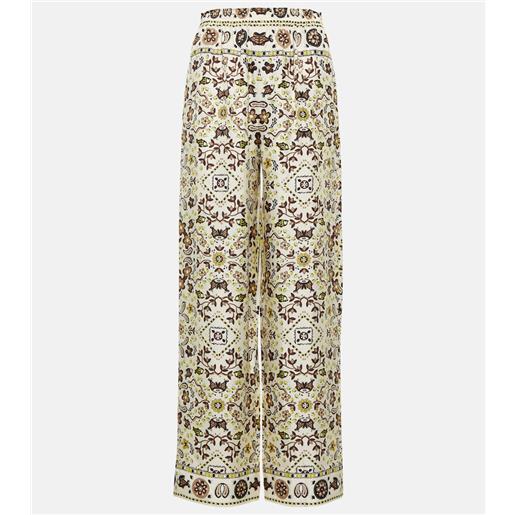 Tory Burch pantaloni in seta con stampa