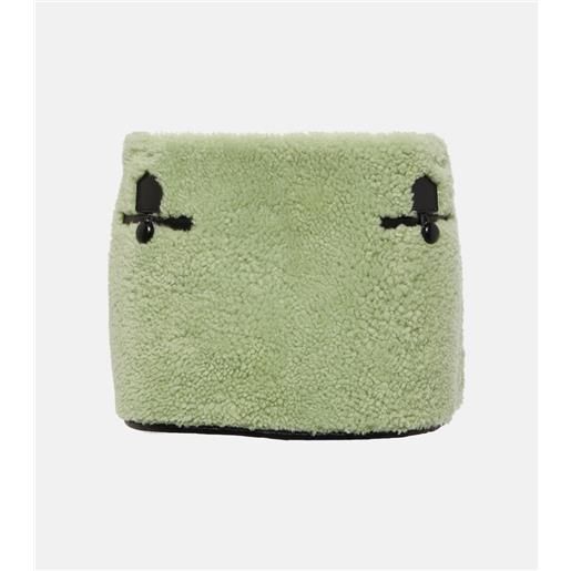 Blancha minigonna in shearling con pelle