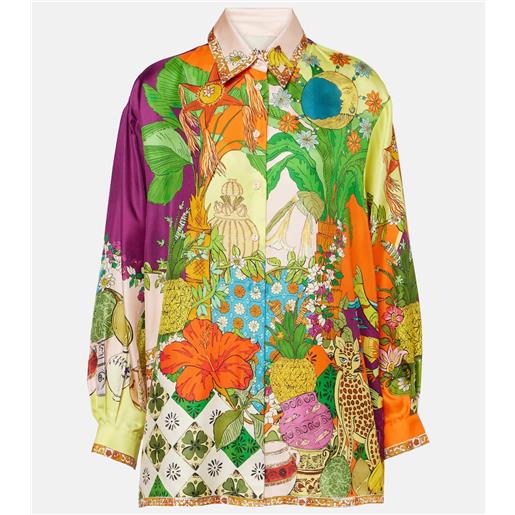 Alemais alémais camicia tiger in twill di seta