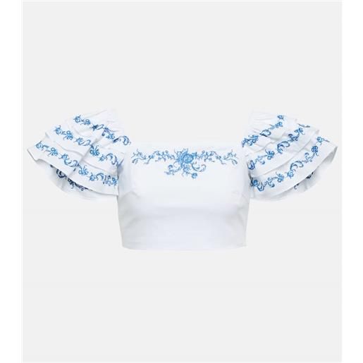 Caroline Constas top cropped delia con ricamo