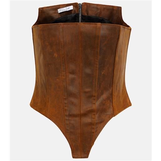 LaQuan Smith bustier in pelle distressed