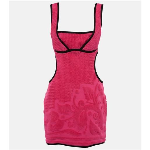 Marine Serre miniabito in cotone con cut-out