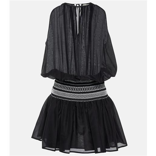 Tory Burch miniabito in cotone e seta a punto smock