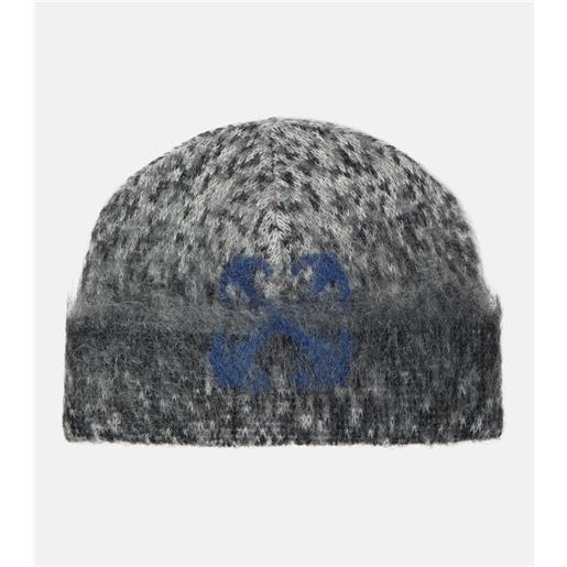 Off-White berretto label in misto mohair