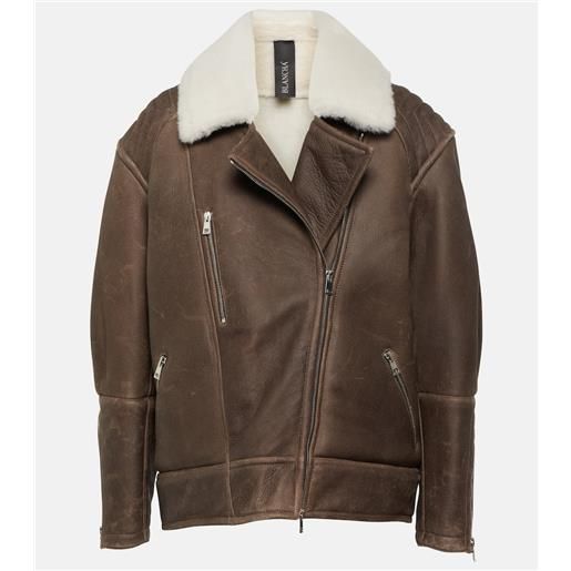 Blancha giacca in pelle con shearling