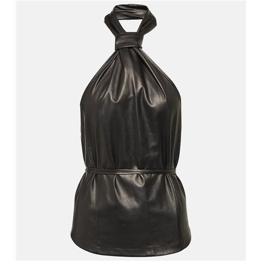 Ann Demeulemeester top con scollo all'americana in pelle