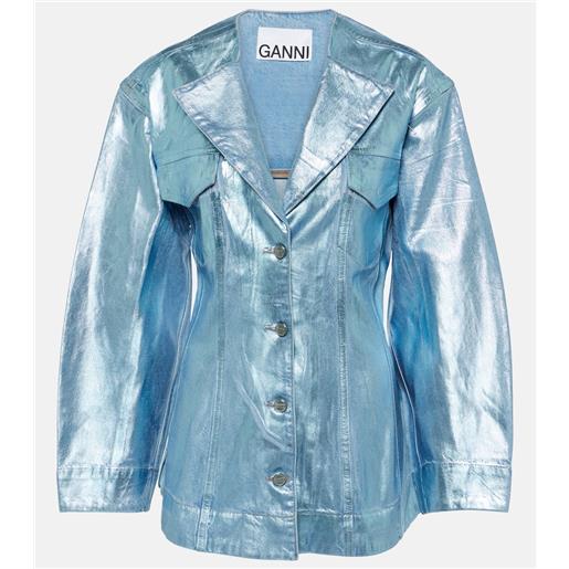 Ganni blazer in denim metallizzato