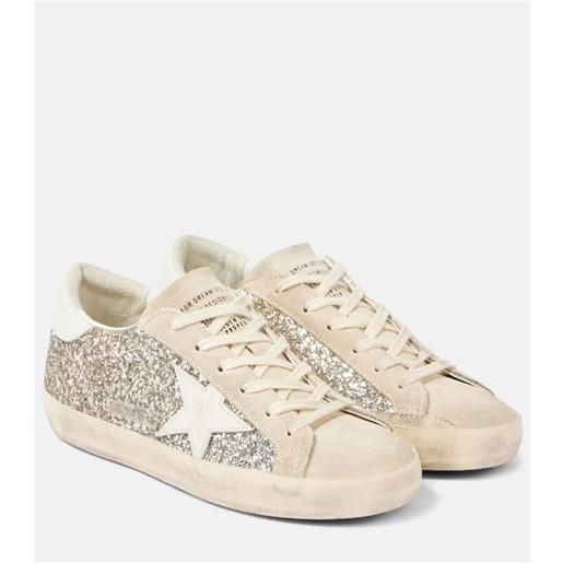 Golden Goose sneakers super-star in pelle con glitter