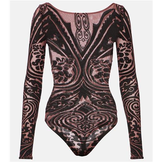 Wolford x etro - body tattoo con stampa paisley