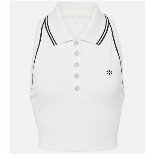 Tory Sport polo cropped in piquã© con logo