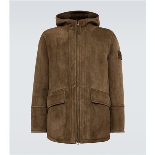 Stone Island giacca ghost compass in suede con shearling