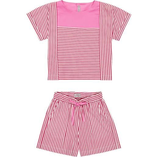Il Gufo blusa e shorts in popeline a righe