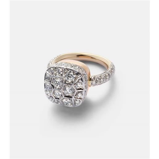 Pomellato anello nudo solitaire assoluto in oro rosa e bianco18kt con diamanti