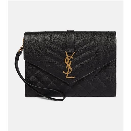 Saint Laurent clutch monogram in pelle matelassã©