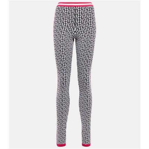 Balmain leggings in jacquard di misto lana